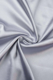 Grey Elegant Solid Solid Color V Neck Half Sleeve Two Pieces
