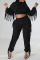 Red Casual Street Solid Tassel Patchwork Hooded Collar Long Sleeve Two Pieces