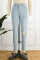 White Casual Street Solid Bandage Patchwork High Waist Skinny Denim Jeans