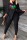 Black Green Casual Print Slit Turtleneck Plus Size Two Pieces