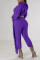 Purple Casual Street Solid Tassel Patchwork Hooded Collar Long Sleeve Two Pieces