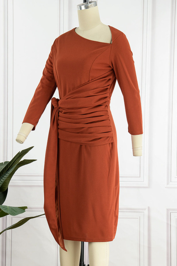 Vintage Elegant Floral Contrast Oblique Collar One Step Skirt Dresses