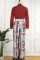 Apricot Casual Print Patchwork Buckle With Belt Straight Jumpsuits