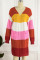 Red Street Striped Patchwork Cardigan Collar Tops