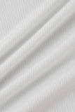 White Casual Sportswear Solid Patchwork Zipper Collar Regular Jumpsuits