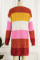 Red Street Striped Patchwork Cardigan Collar Tops