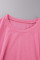 Pink Casual Sportswear Solid Patchwork Fold O Neck Long Sleeve Two Pieces