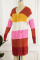 Red Street Striped Patchwork Cardigan Collar Tops
