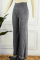 Silver White Casual Solid Patchwork High Waist Wide Leg Solid Color Bottoms