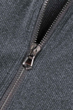 Dark Gray Sexy Solid Zipper Zipper Collar Pencil Skirt Dresses