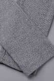 Grey Casual Sportswear Solid Patchwork Zipper Collar Regular Jumpsuits