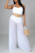White Sexy Casual Solid Bandage Backless Without Belt Halter Straight Jumpsuits