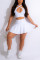 White Sexy Sportswear Solid Bandage Sleeveless Two Pieces