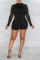 Black Sexy Daily Solid Patchwork O Neck Regular Jumpsuits