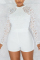 White Sexy Daily Solid Patchwork O Neck Regular Jumpsuits