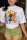 White Street Vintage Print Patchwork O Neck T-Shirts