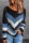 Blue Casual Patchwork Contrast O Neck Tops