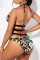 Blue Sexy Print Bandage Hollowed Out Patchwork Backless Swimwears (With Paddings)