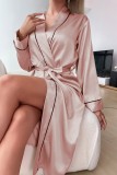 Pink Sexy Living Solid Patchwork Sleepwear