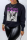 Black Street Vintage Print Patchwork Letter O Neck Tops