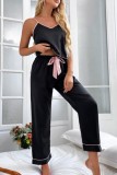 Green Sexy Living Solid Patchwork Backless Sleepwear Three-piece Set (With Eye Mask)