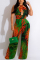Green Sexy Casual Print Floral Printing Halter Straight Jumpsuits