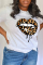 White Casual Vintage Lips Printed Patchwork O Neck T-Shirts
