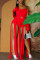 Red Sexy Solid Tassel Spaghetti Strap Two Pieces