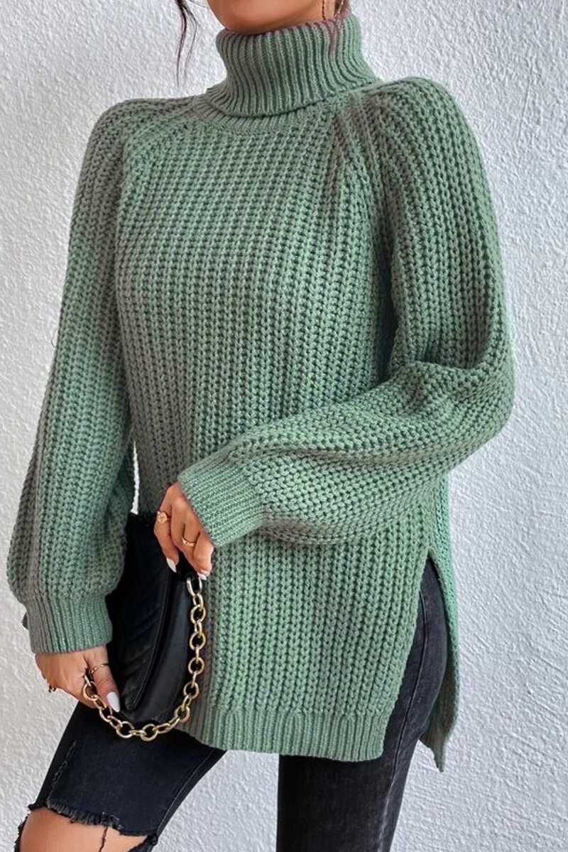 Wholesale Light Green Casual Solid Basic Turtleneck Tops K69277-4 Online