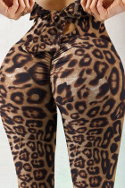 Leopard Print Sportswear Print Bandage Patchwork
