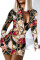 Burgundy Sexy Casual Print Basic Zipper Collar Printed Dress Dresses