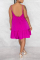 Rose Red Casual Solid Backless Solid Color Spaghetti Strap A Line Dresses