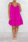 Rose Red Casual Solid Backless Solid Color Spaghetti Strap A Line Dresses
