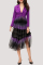 Purple Casual Gradual Change Patchwork Turn-back Collar Long Sleeve Two Pieces