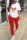 Red Casual Print Patchwork O Neck Short Sleeve Two Pieces