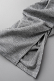 Grey Casual Solid Backless Slit Off the Shoulder Skinny Jumpsuits