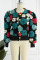 Cyanine Casual Print Patchwork Buckle Outerwear