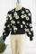 Cyanine Casual Print Patchwork Buckle Outerwear