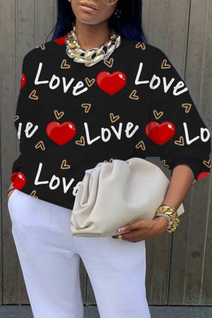 Black Casual Street Print Patchwork O Neck Tops