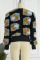 Cyanine Casual Print Patchwork Buckle Outerwear