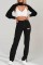 Black Casual Ripped Straight High Waist Straight Solid Color Jeans