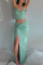 Green Sexy Patchwork Sequins Spaghetti Strap Sleeveless Two Pieces
