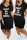 Black Casual Letter Print Basic V Neck Short Sleeve Dress