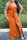 Orange Sexy Solid Slit Fold Stringy Selvedge U Neck Asymmetrical Dresses