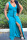 Peacock Blue Sexy Solid Slit Fold Stringy Selvedge U Neck Asymmetrical Dresses