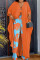 Orange Sexy Casual Print Solid Slit V Neck Half Sleeve Two Pieces