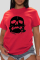 Red Daily Vintage Skull Patchwork O Neck T-Shirts