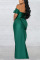 Green Sexy Elegant Solid Patchwork Slit Off the Shoulder Straight Dresses
