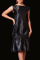 Black Casual Elegant Solid Patchwork Fold O Neck Dresses