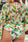 Grey Sexy Print Patchwork Halter Plus Size Swimwear (Three Pieces)